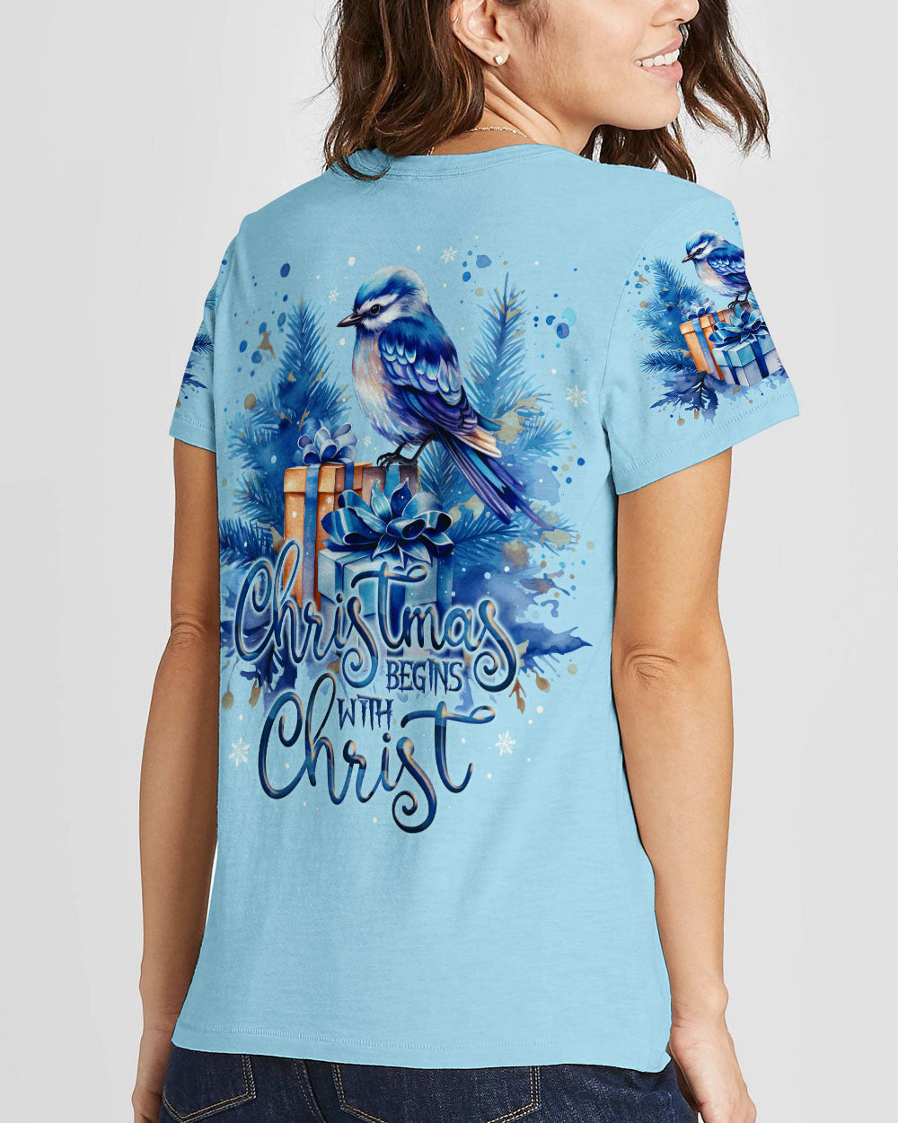 Christmas Begins With Christ Women's All Over Print Shirt - Ty1409233