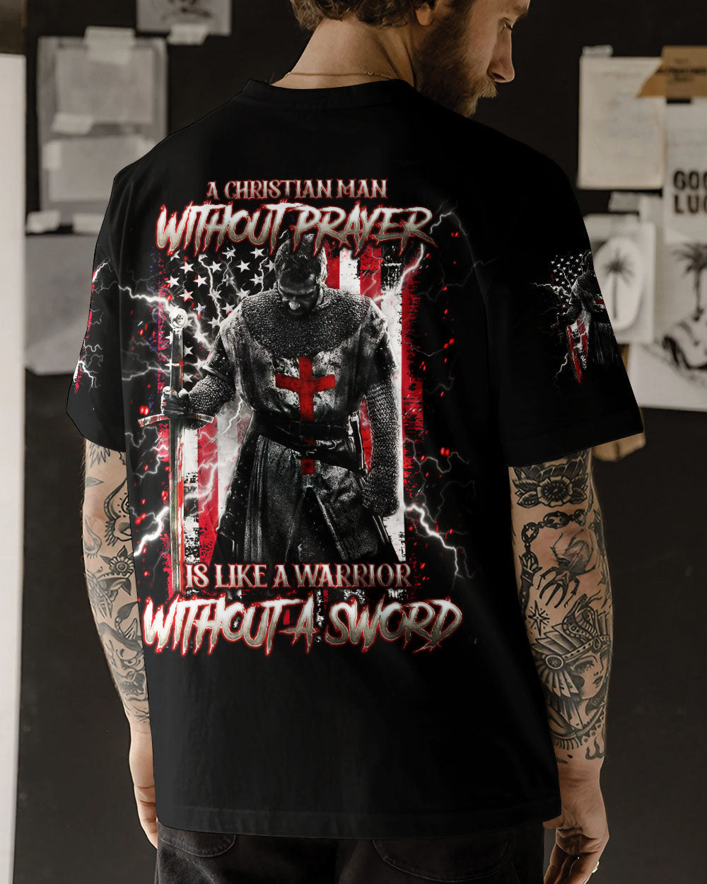 A Christian Man Without Prayer Warrior Men's All Over Print Shirt - Tlno0805244, easychoo.com
