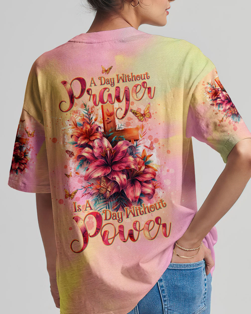 A Day Without Prayer Is A Day Without Power Lilies Women's All Over Print Shirt - Tltw2304245, easychoo.com
