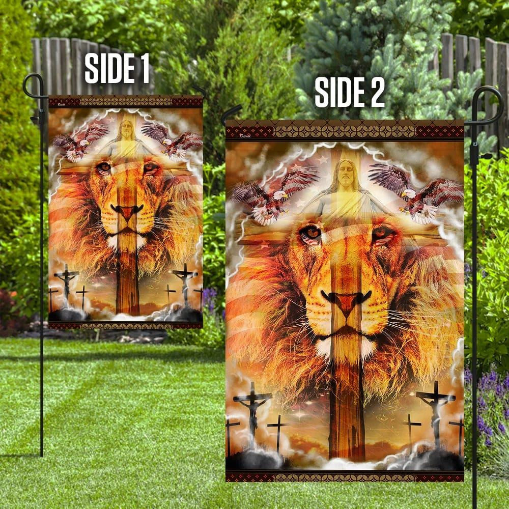 Lion Cross Jesus Christ Our Hope House Flag, Christian Flag, Christian Flag, Scripture Flag, Garden Banner, easychoo.com