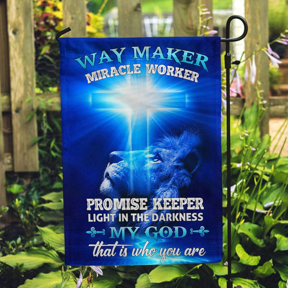 Christian Garden Flags, Way Maker Miracle Worker Jesus Christ Flag, Christian House Flags, Christian Cross Flag, Faith Flag, easychoo.com