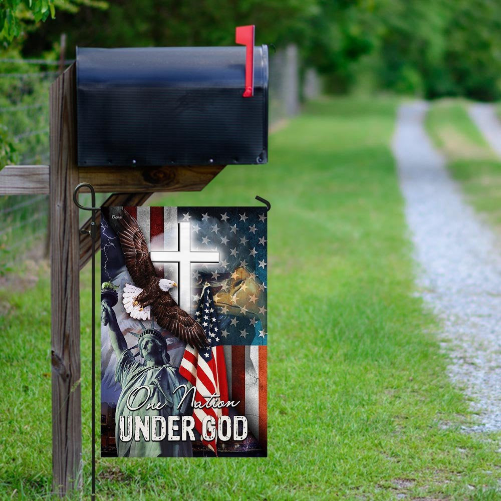 Christian Garden Flags, One Nation Under God American Eagle Flag, Christian House Flags, Christian Cross Flag, Faith Flag, easychoo.com