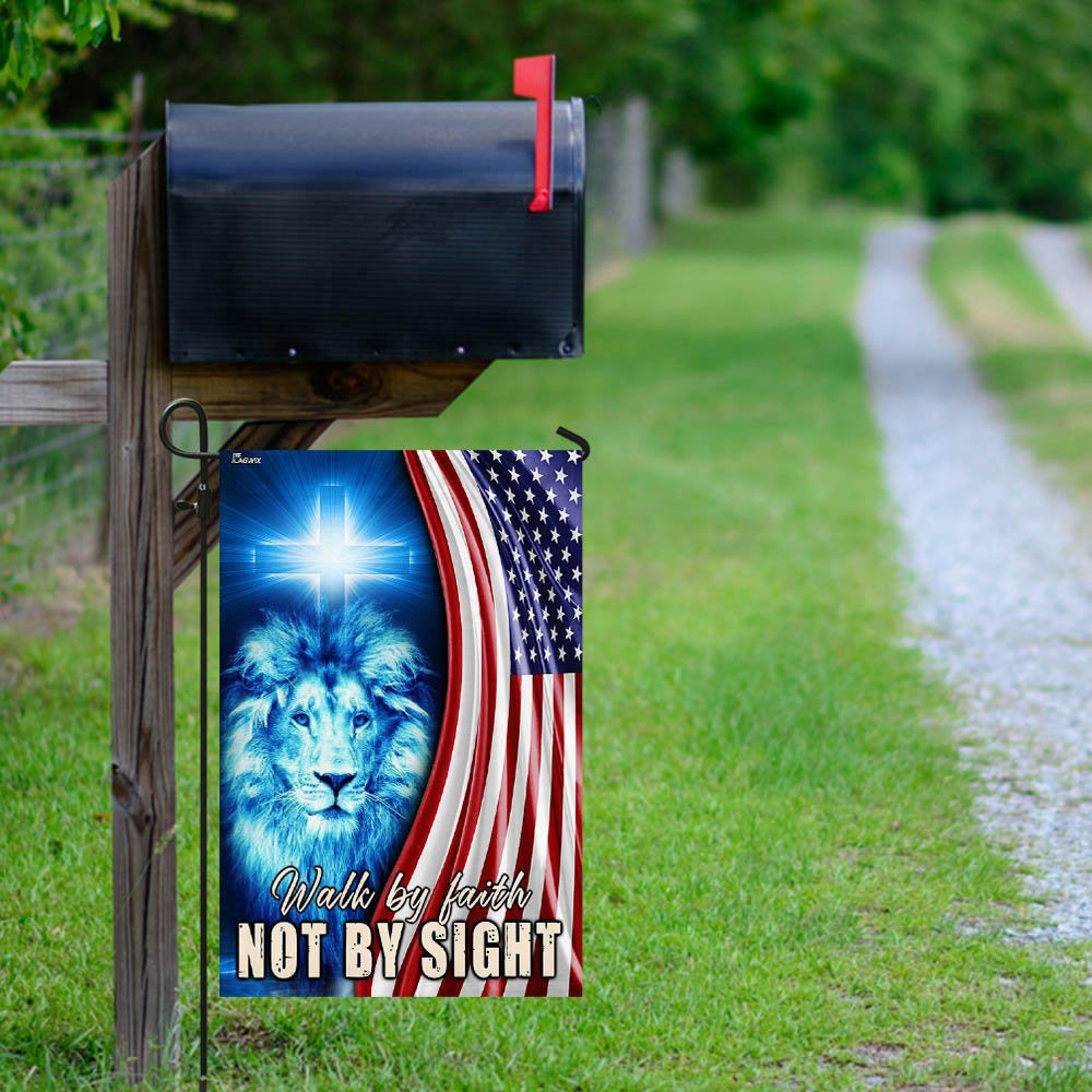 Christian Garden Flags, Walk By Faith Not By Sight Flag, Christian House Flags, Christian Cross Flag, Faith Flag, easychoo.com