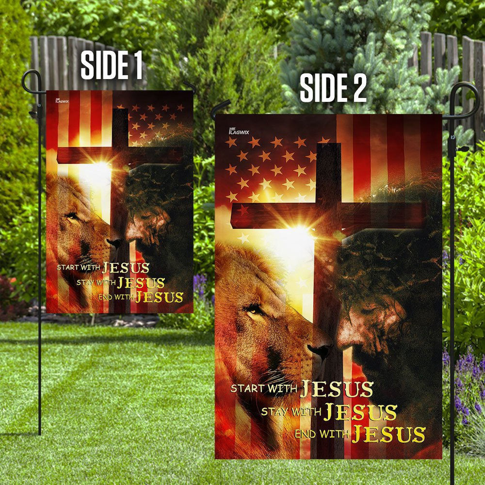 Christian Garden Flags, Start With Jesus American Flag, Christian House Flags, Christian Cross Flag, Faith Flag, easychoo.com