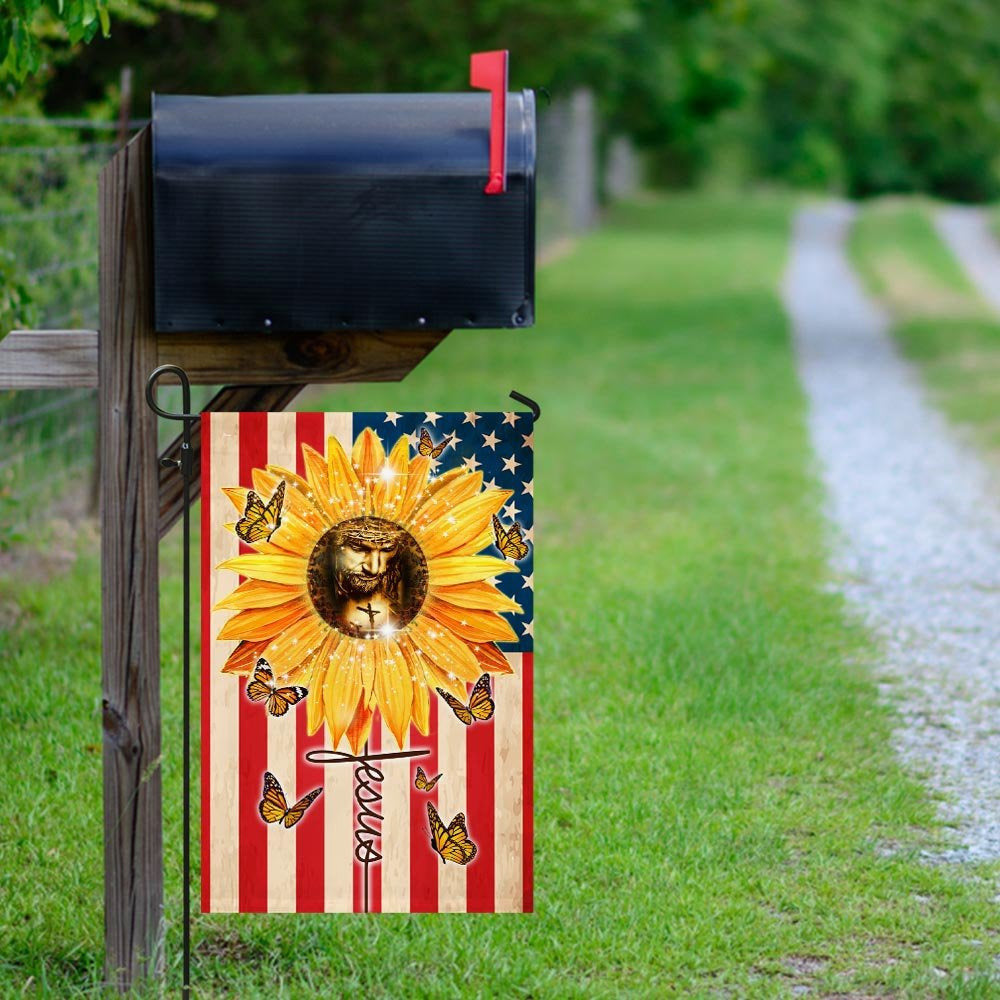 Christian Garden Flags, Jesus, Sunflower Faith American Flag, Christian House Flags, Christian Cross Flag, Faith Flag, easychoo.com