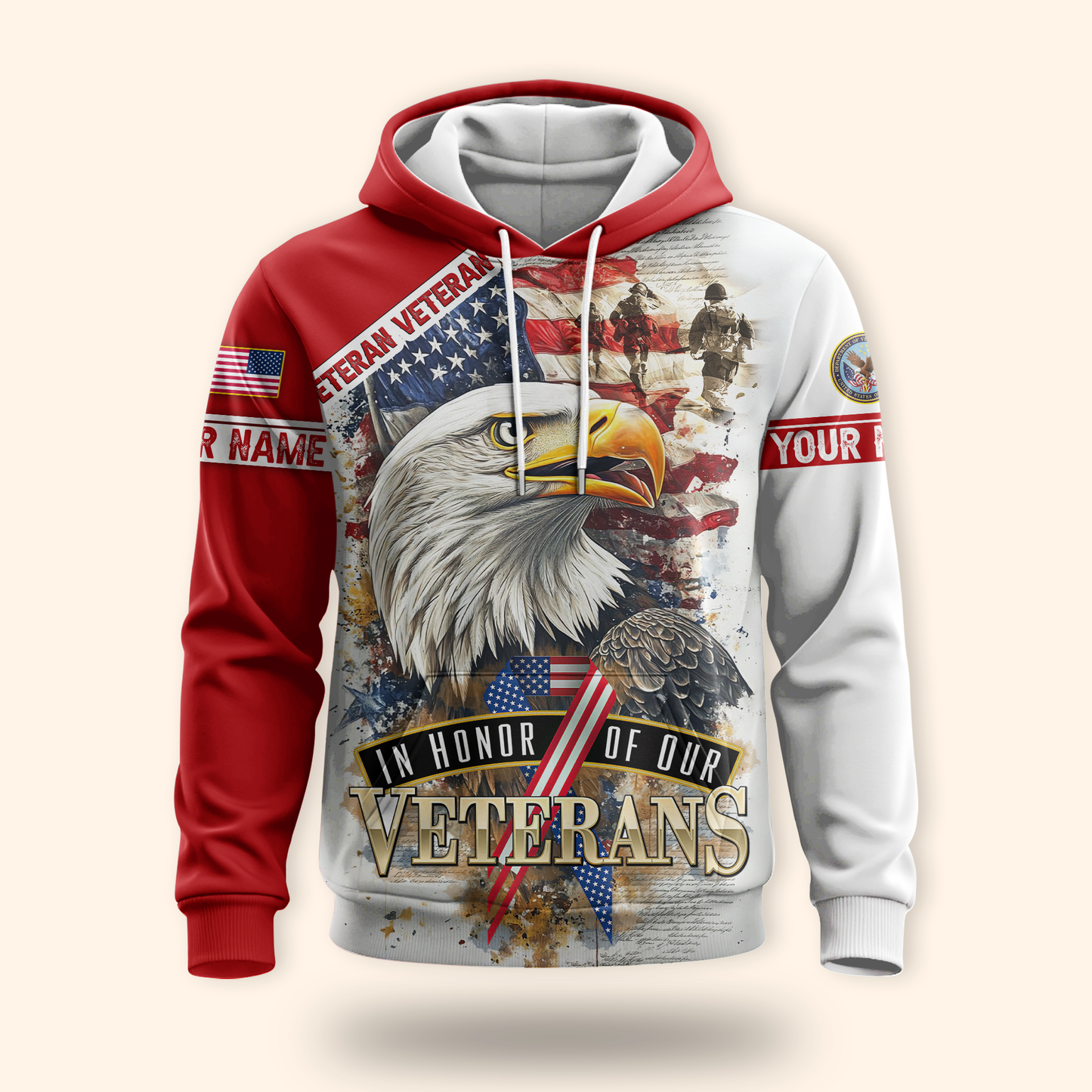 U.S. Veteran Hoodie – In Honor of Our Heroes American Flag Design