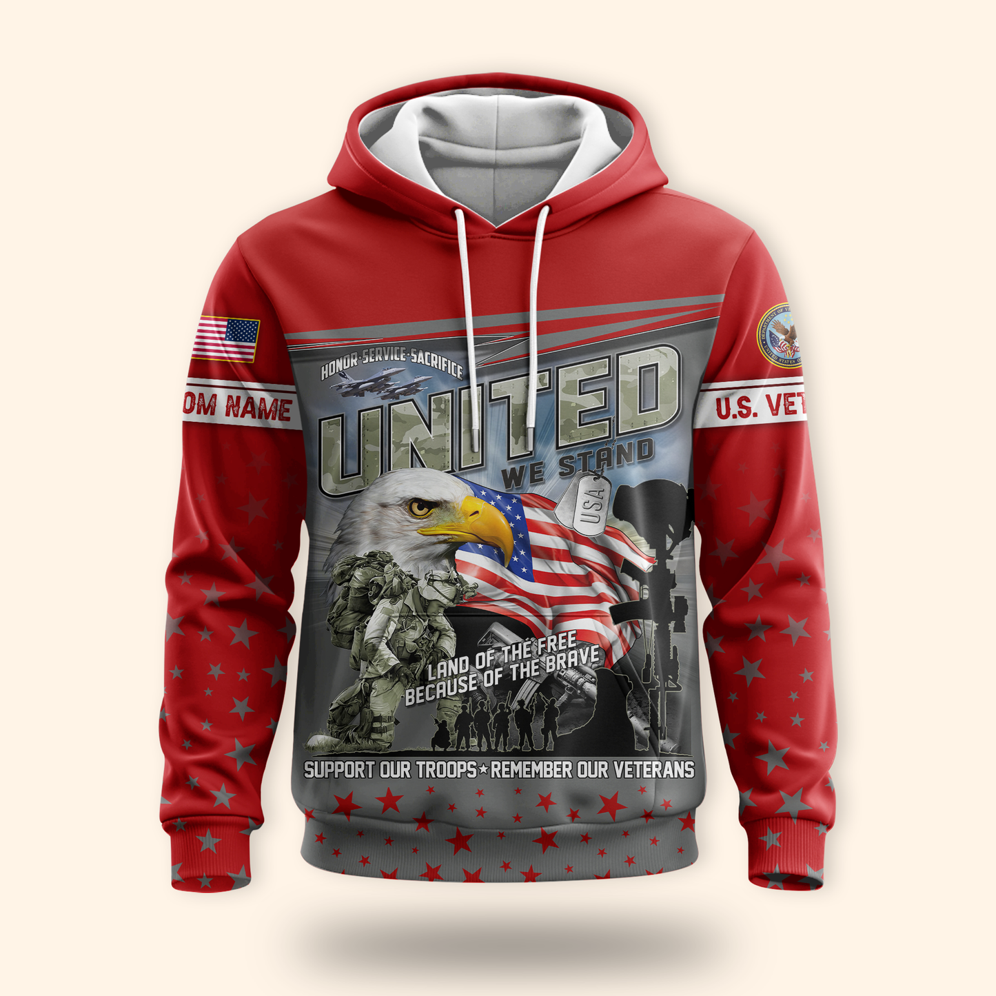 U.S. Veteran Hoodie – United We Stand Support Our Troops Sweatshirt