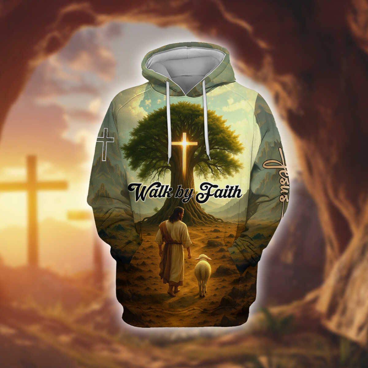 Walk by Faith With Jesus – Uplifting Christian Art Design