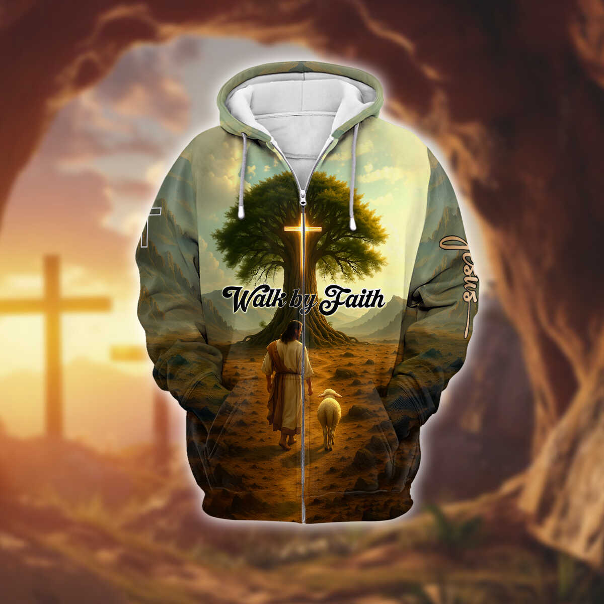 Walk by Faith With Jesus – Uplifting Christian Art Design