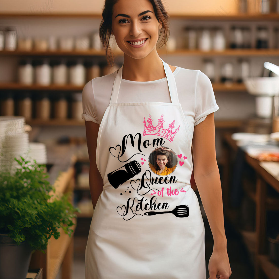 Personalized custom - Mom queen of the kitchen Apron, easychoo.com