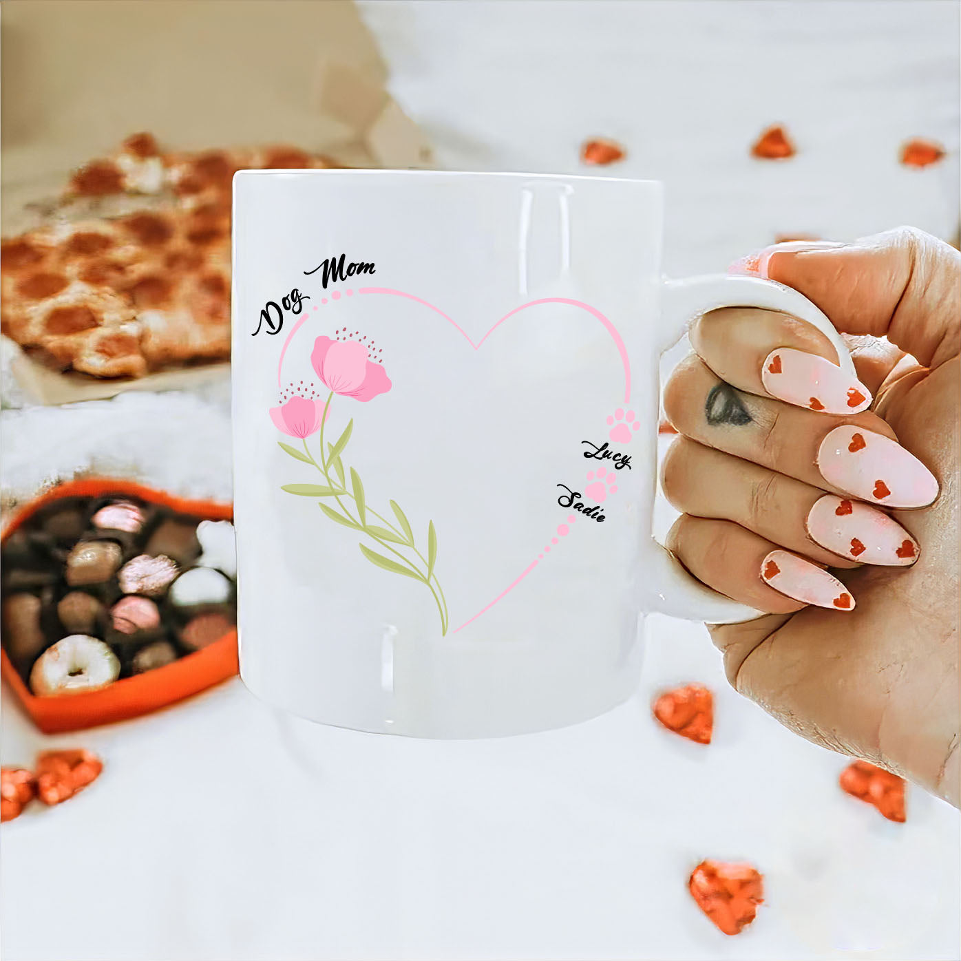 Personalized custom name - Dog Mom Love Mug 11oz,15oz, easychoo.com