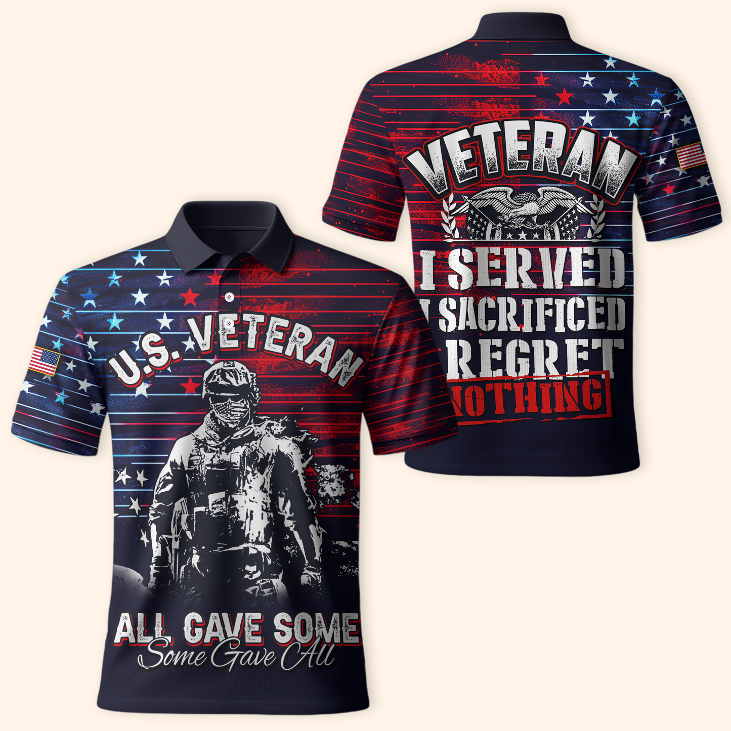 U.S. Veteran Hoodie – I Served I Sacrificed I Regret Nothing Zip Up