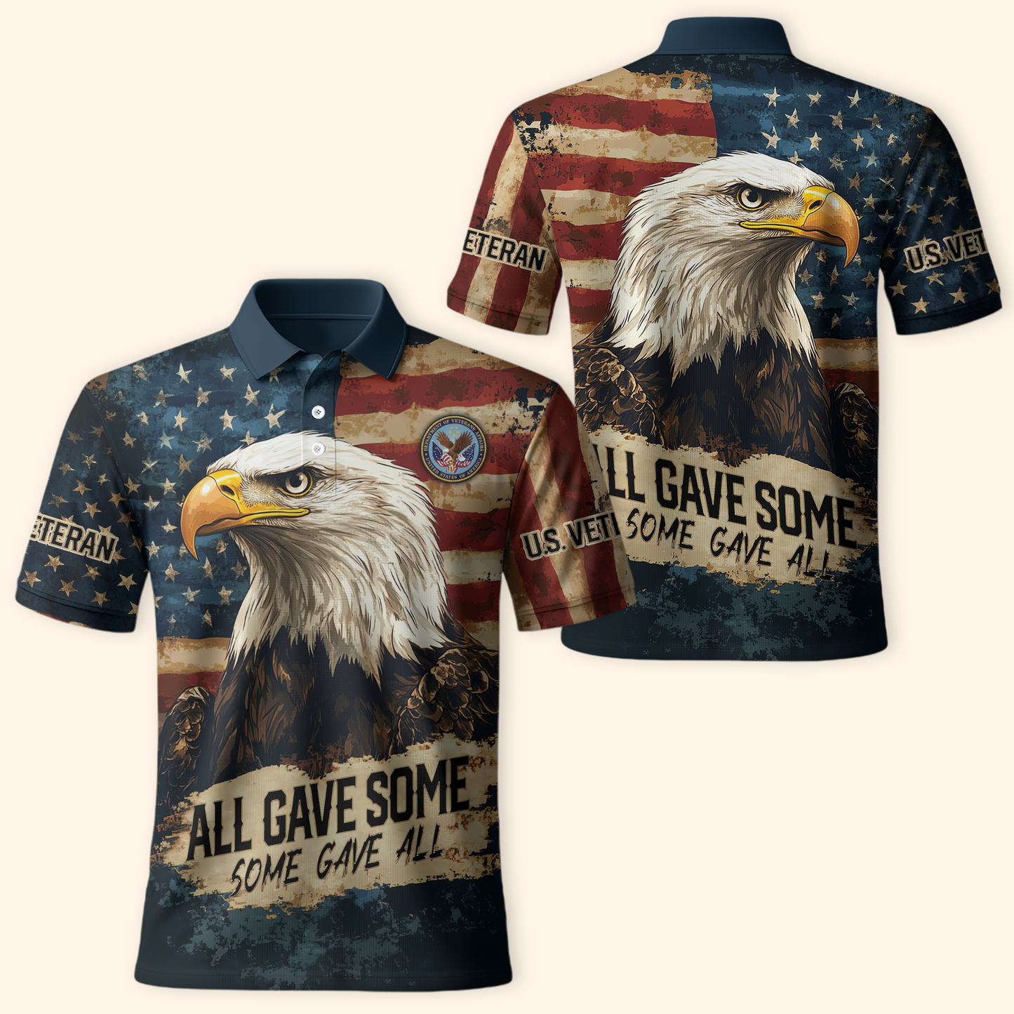 American Flag Veteran Hoodie – Patriotic Eagle All Gave Some Design
