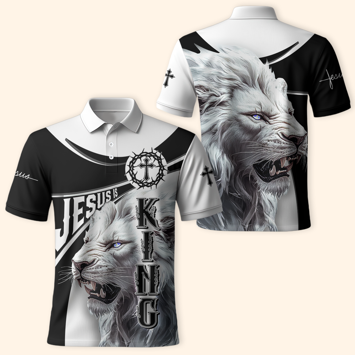 Faith Christian Hoodie – Jesus is King Lion of Judah Cross Zip Up Hoodie for Believers