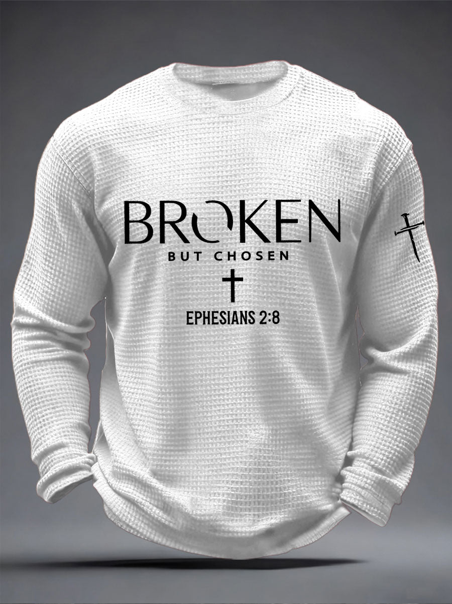Men's Cross Waffle Print Casual T-Shirt
