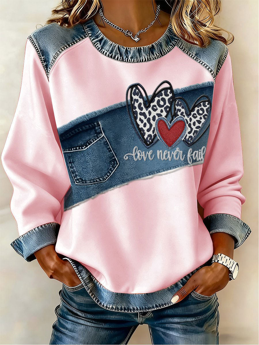 Women's Heart Print Casual Top