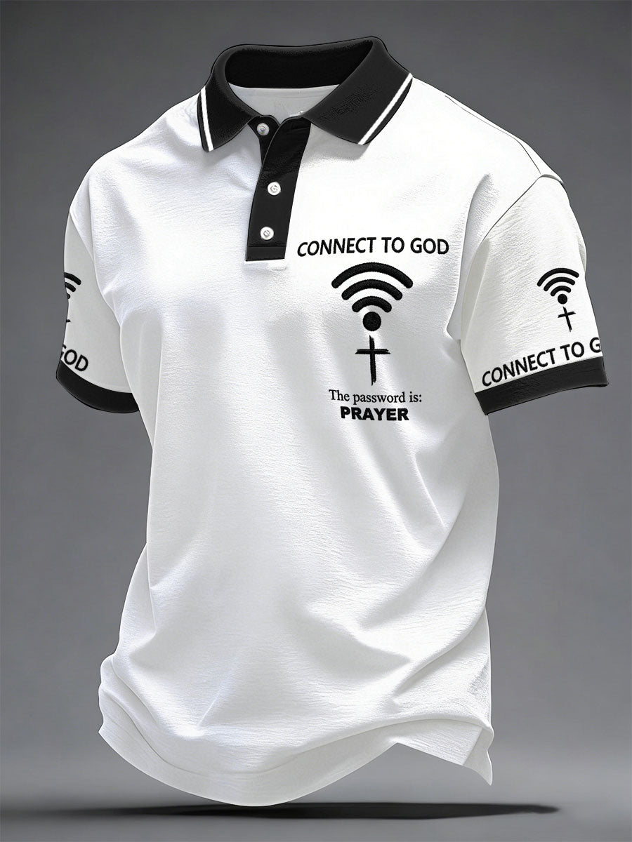 Men's "Connect To God,The Password IS Prayer" Print Casual T-Shirt