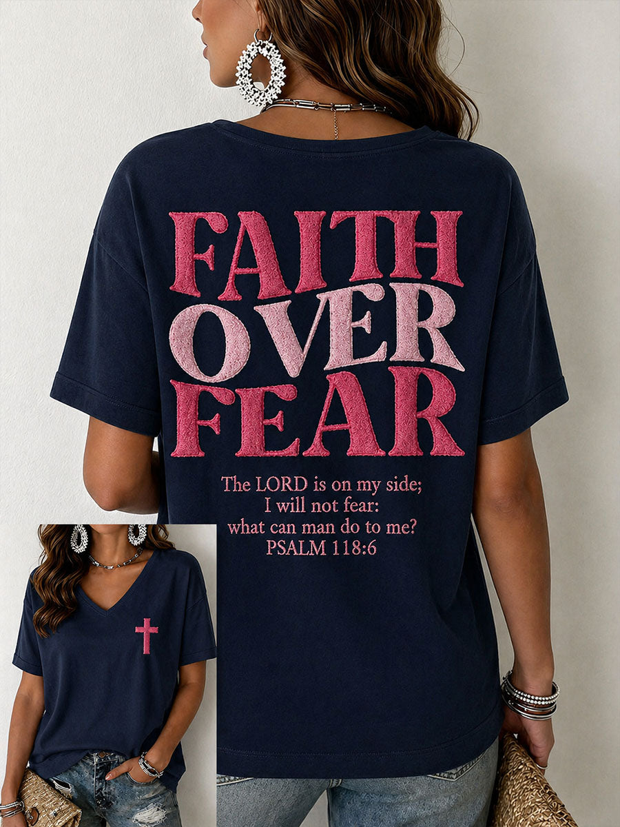 Women's Faith Over Fear V-Neck T-Shirt