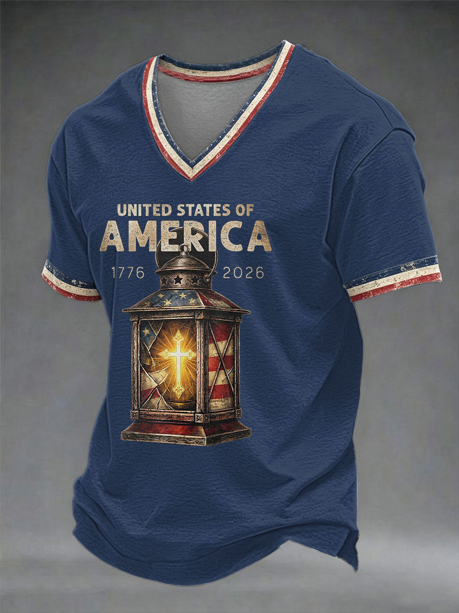 Men's USA 1776-2026 Printed Casual T-Shirt