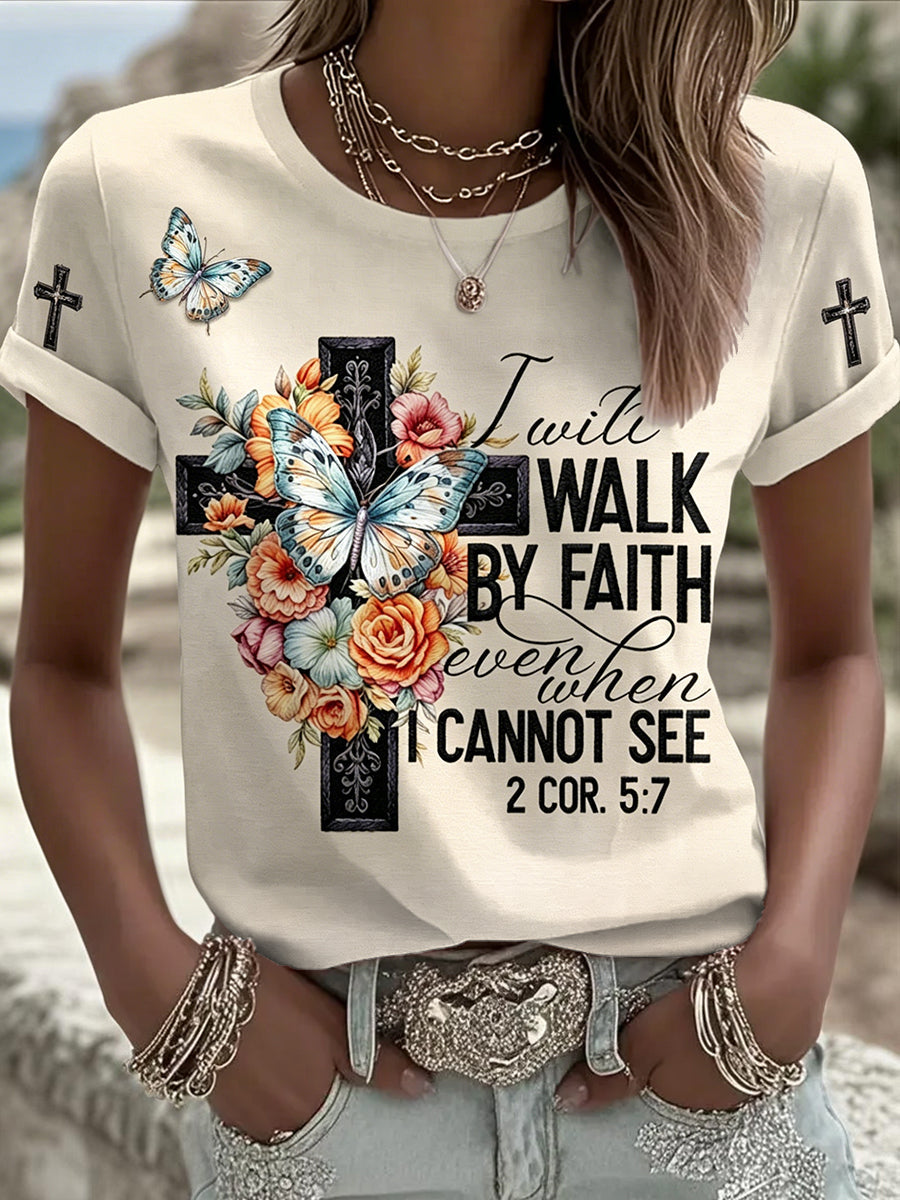 Women's Walk By Faith Print Tee