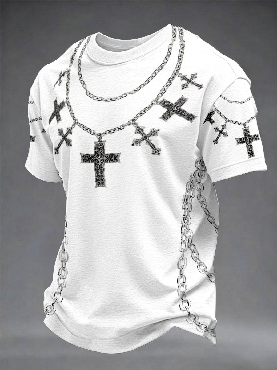 Men's Faith Necklace Print Casual Unisex T-shirt