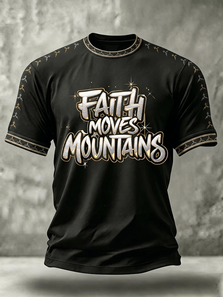 Men's Christian Faith Can Moves Mountains Cross Short Sleeve T-shirt
