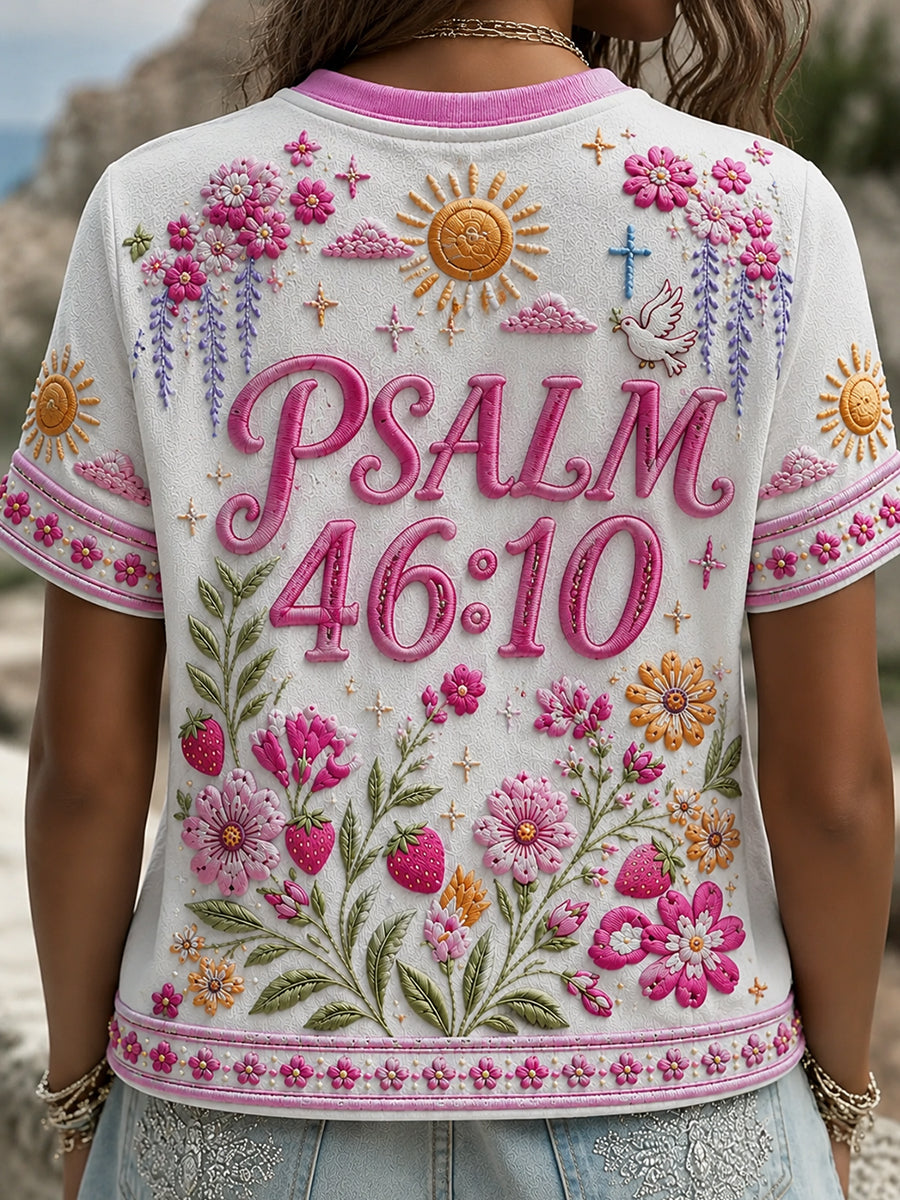 Women's Christian Be Still And know Cross Short Sleeve T-shirt