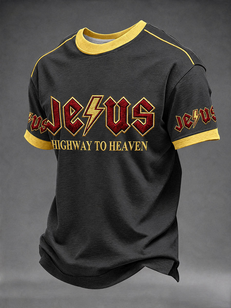 Men's Jesus Highway To Heaven Casual Unisex T-Shirt