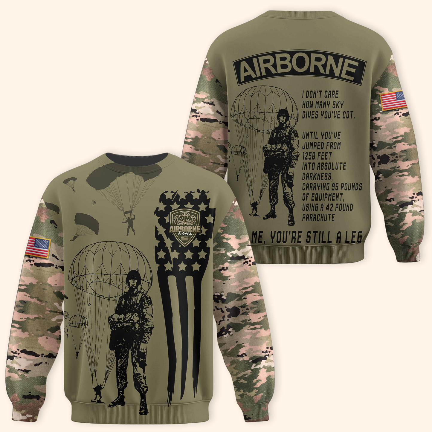 U.S. Airborne Hoodie – Paratrooper Camo Design, Proud Army Veteran Apparel, easychoo.com