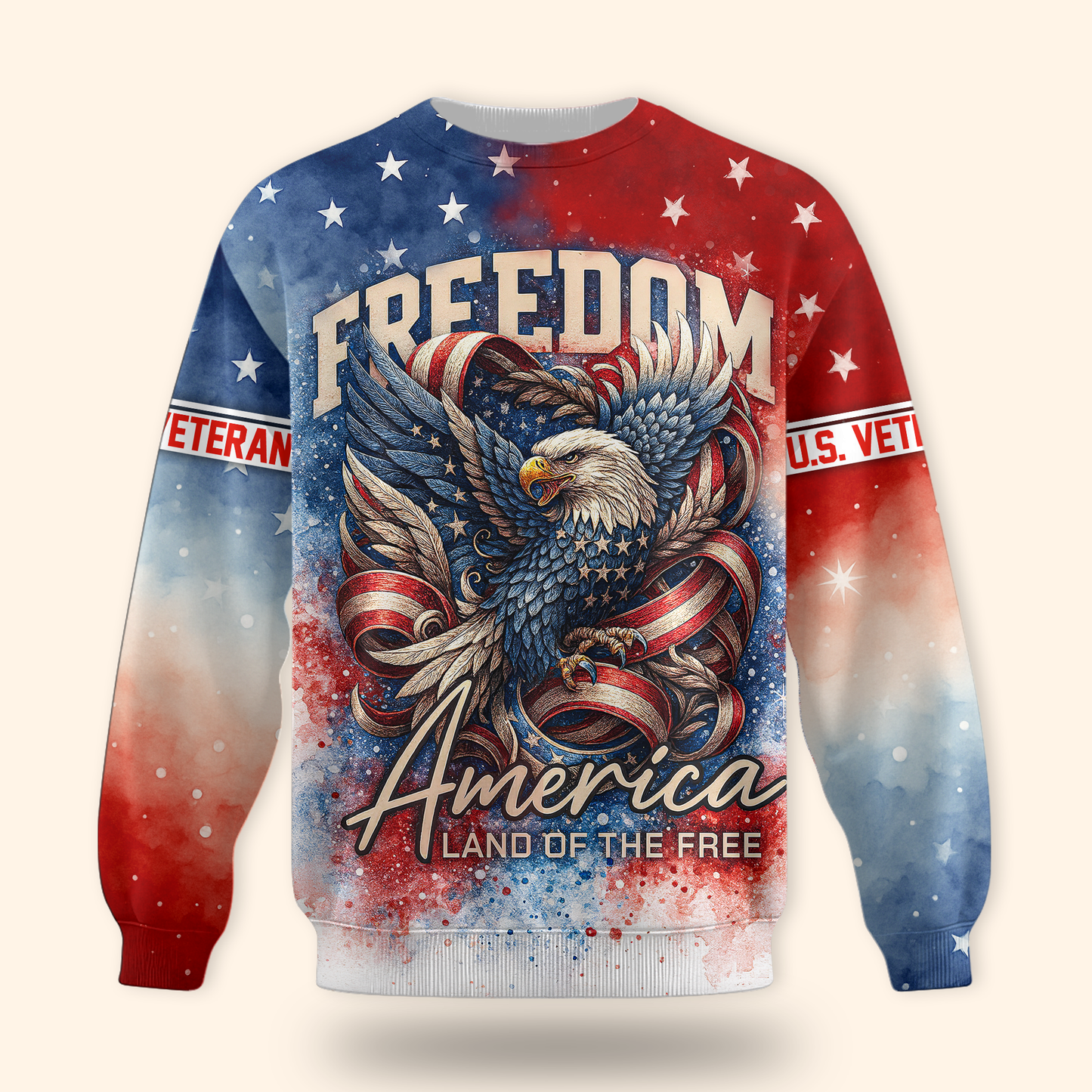 U.S. Veteran Hoodie – Freedom America Land of The Free, Patriotic Eagle Design