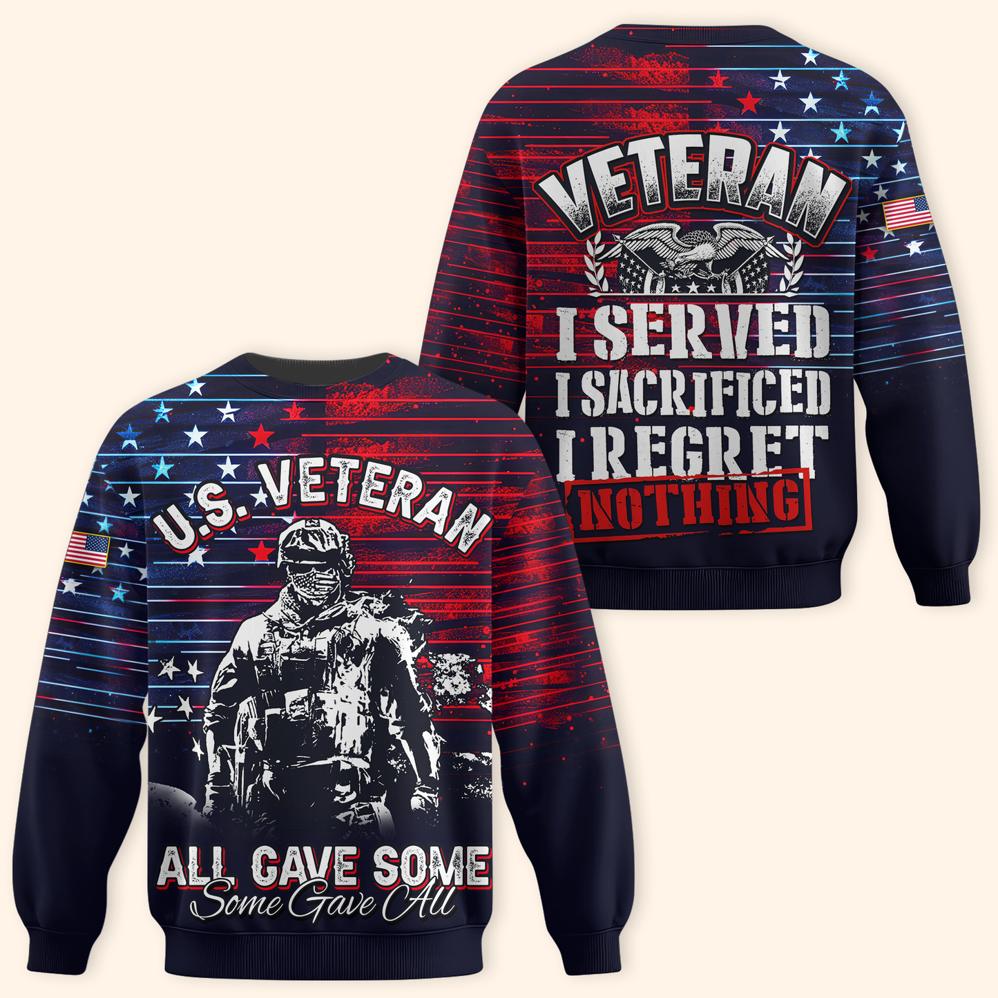 U.S. Veteran Hoodie – I Served I Sacrificed I Regret Nothing Zip Up