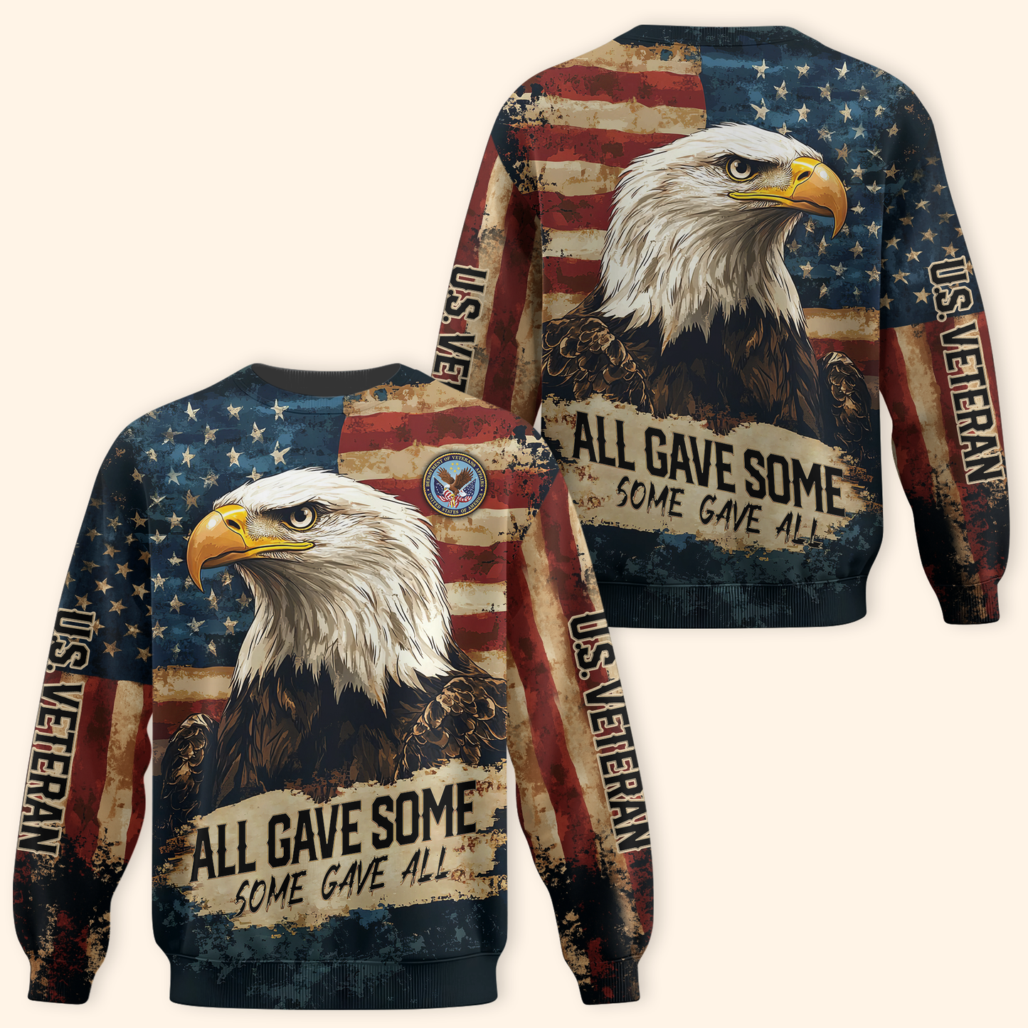 American Flag Veteran Hoodie – Patriotic Eagle All Gave Some Design