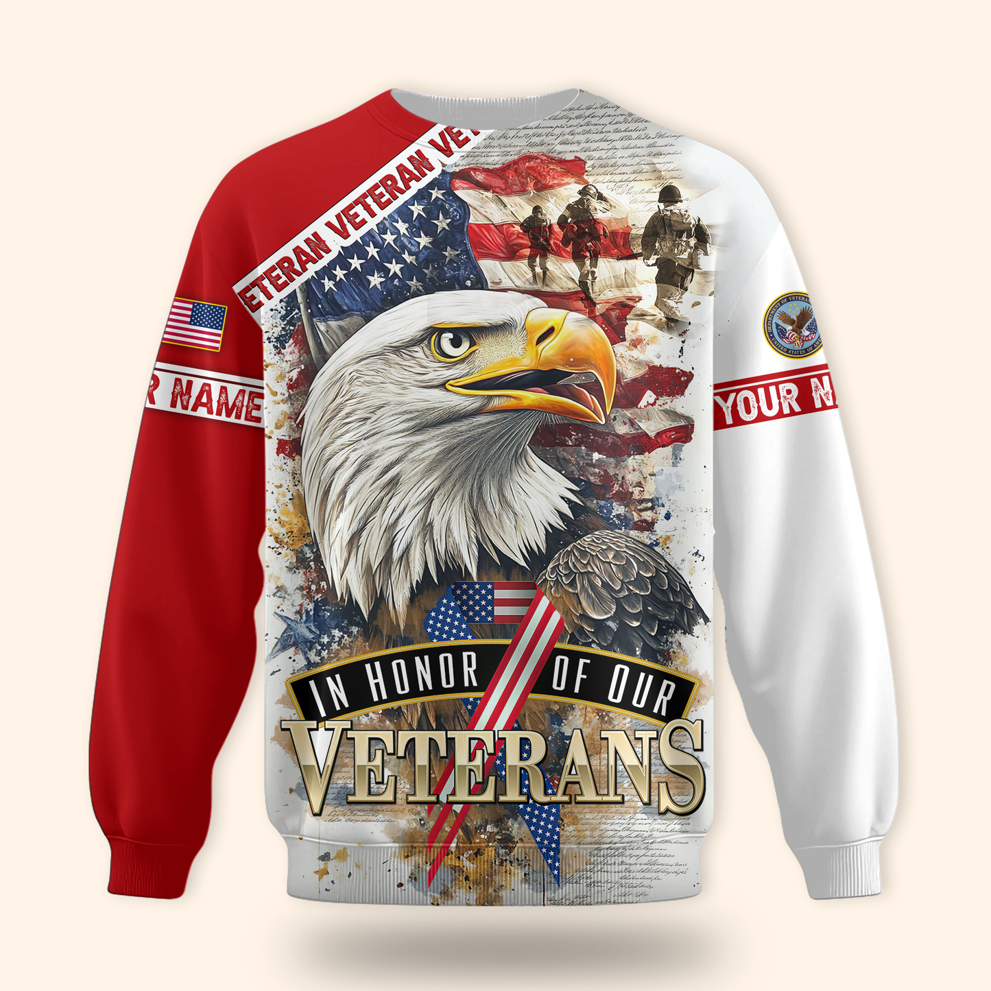 U.S. Veteran Hoodie – In Honor of Our Heroes American Flag Design