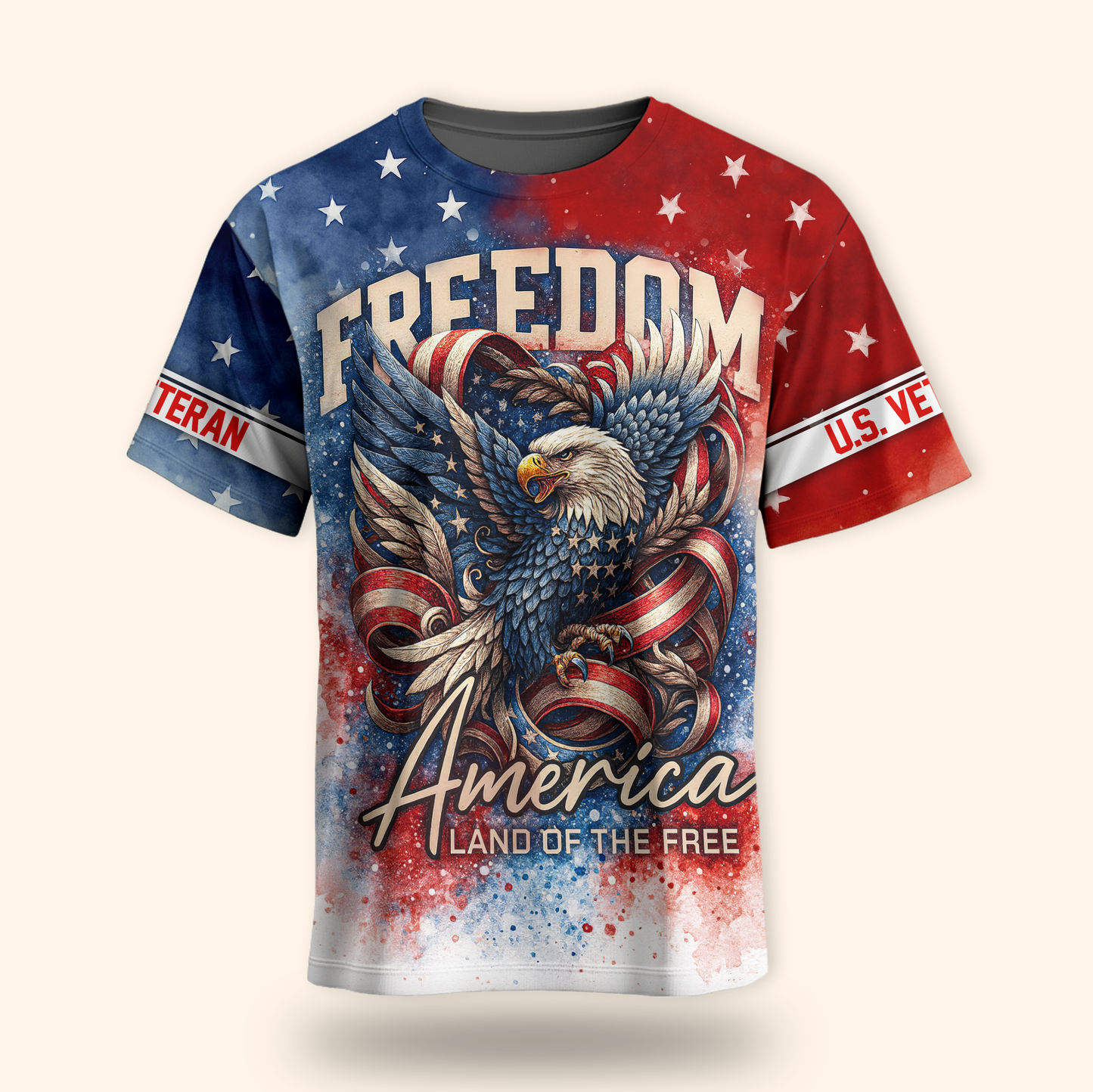 U.S. Veteran Hoodie – Freedom America Land of The Free, Patriotic Eagle Design