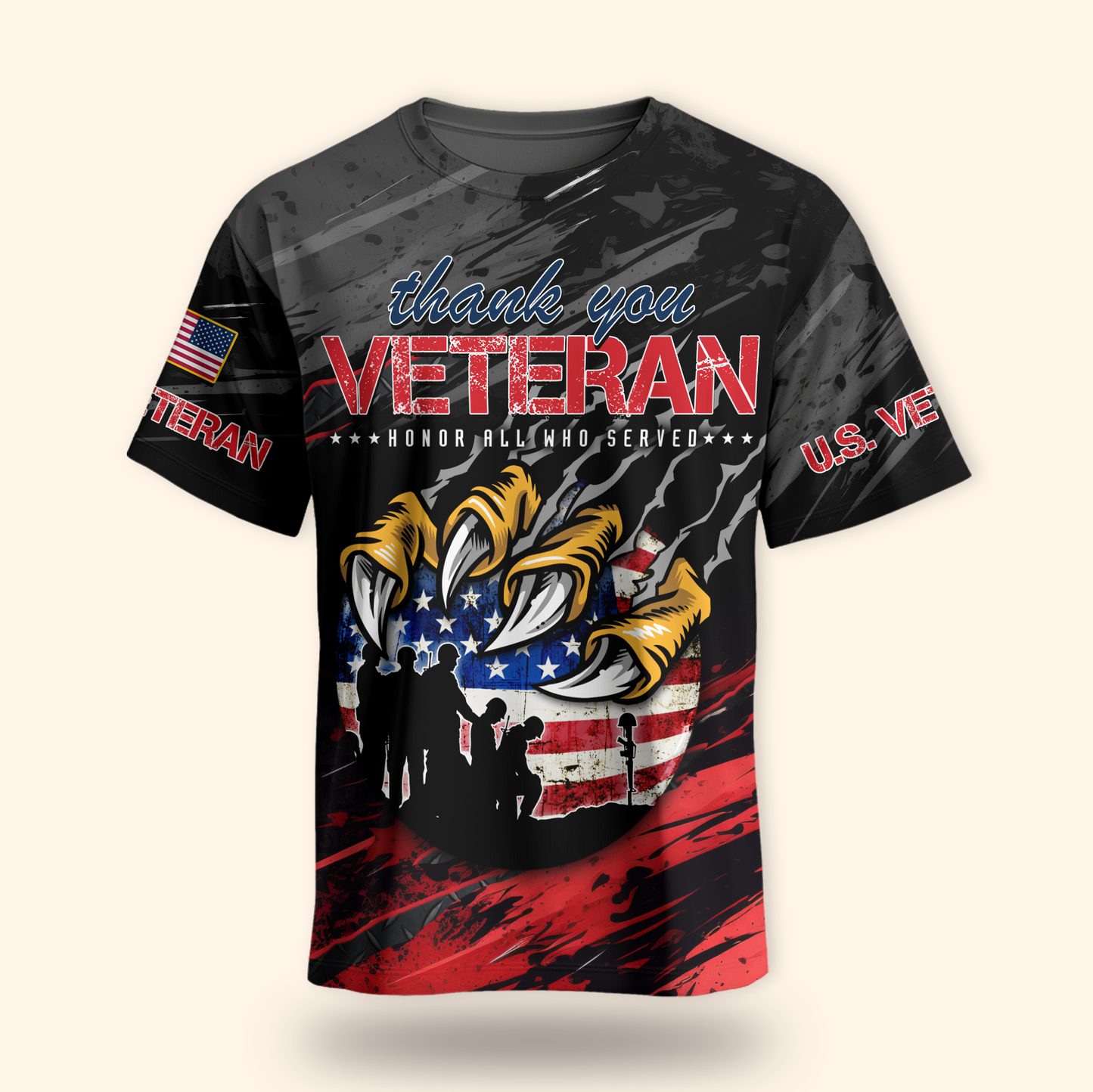Personalized US Veteran Hoodie – Eagle Claw & Flag – Thank You Heroes Design, easychoo.com