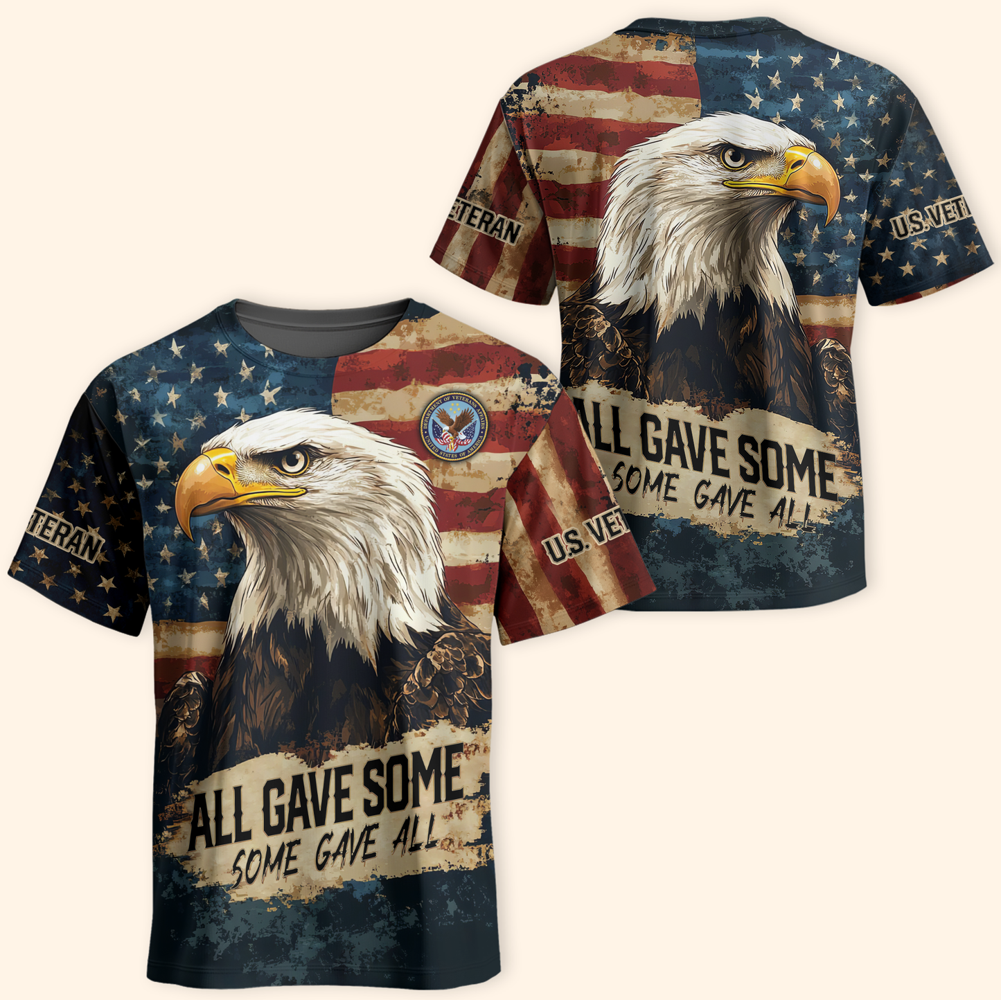 American Flag Veteran Hoodie – Patriotic Eagle All Gave Some Design