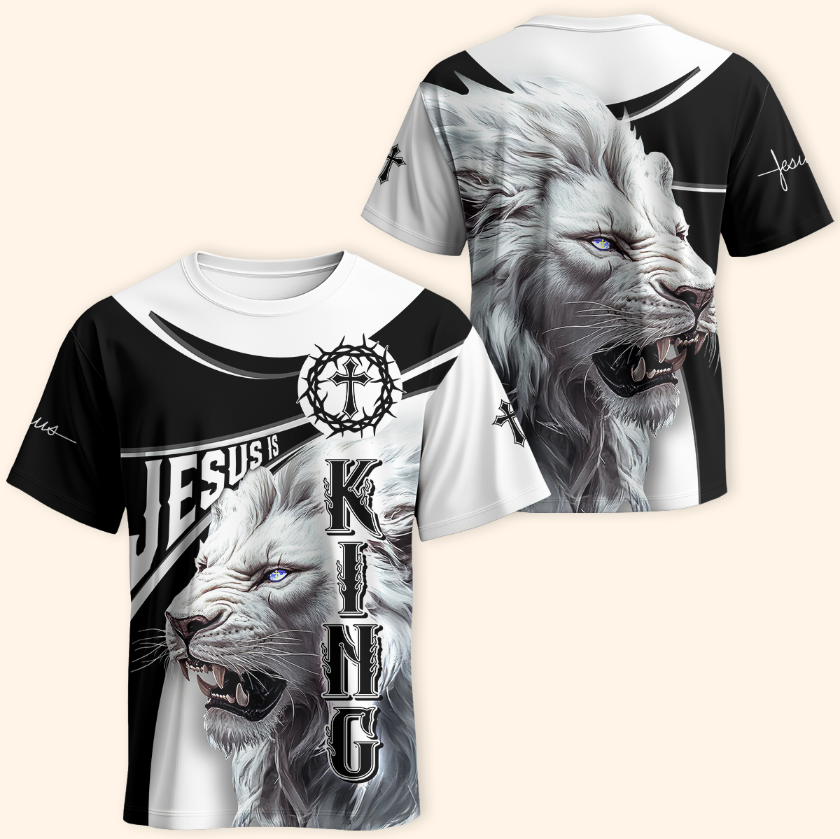 Faith Christian Hoodie – Jesus is King Lion of Judah Cross Zip Up Hoodie for Believers