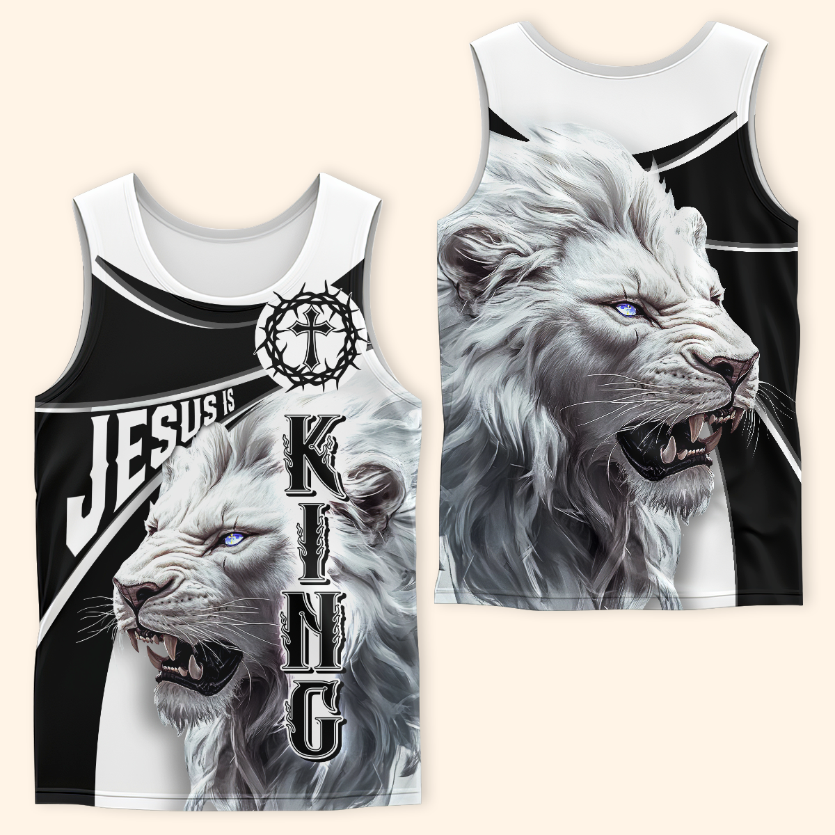 Faith Christian Hoodie – Jesus is King Lion of Judah Cross Zip Up Hoodie for Believers