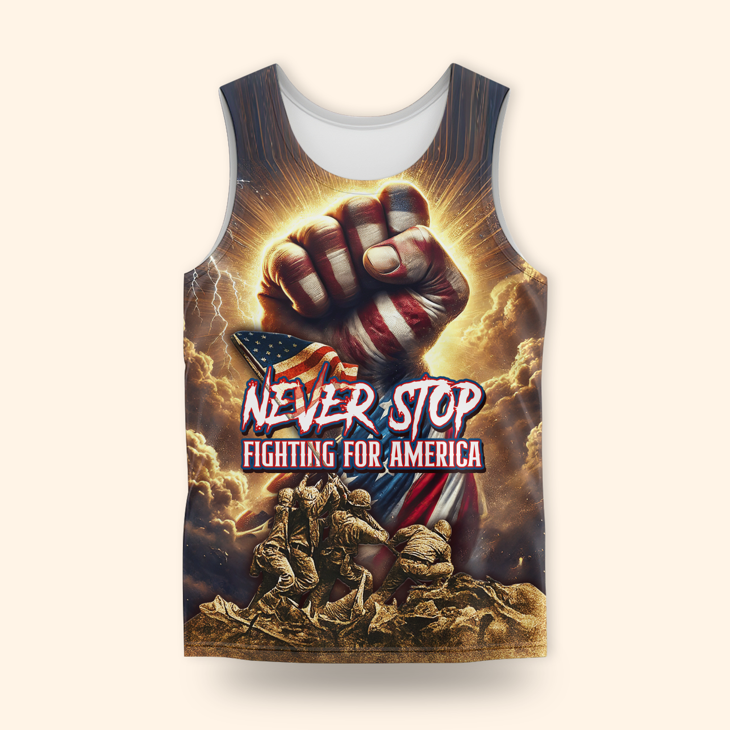 U.S. Veteran Hoodie – Never Stop Fighting for America, Patriotic Warrior Design