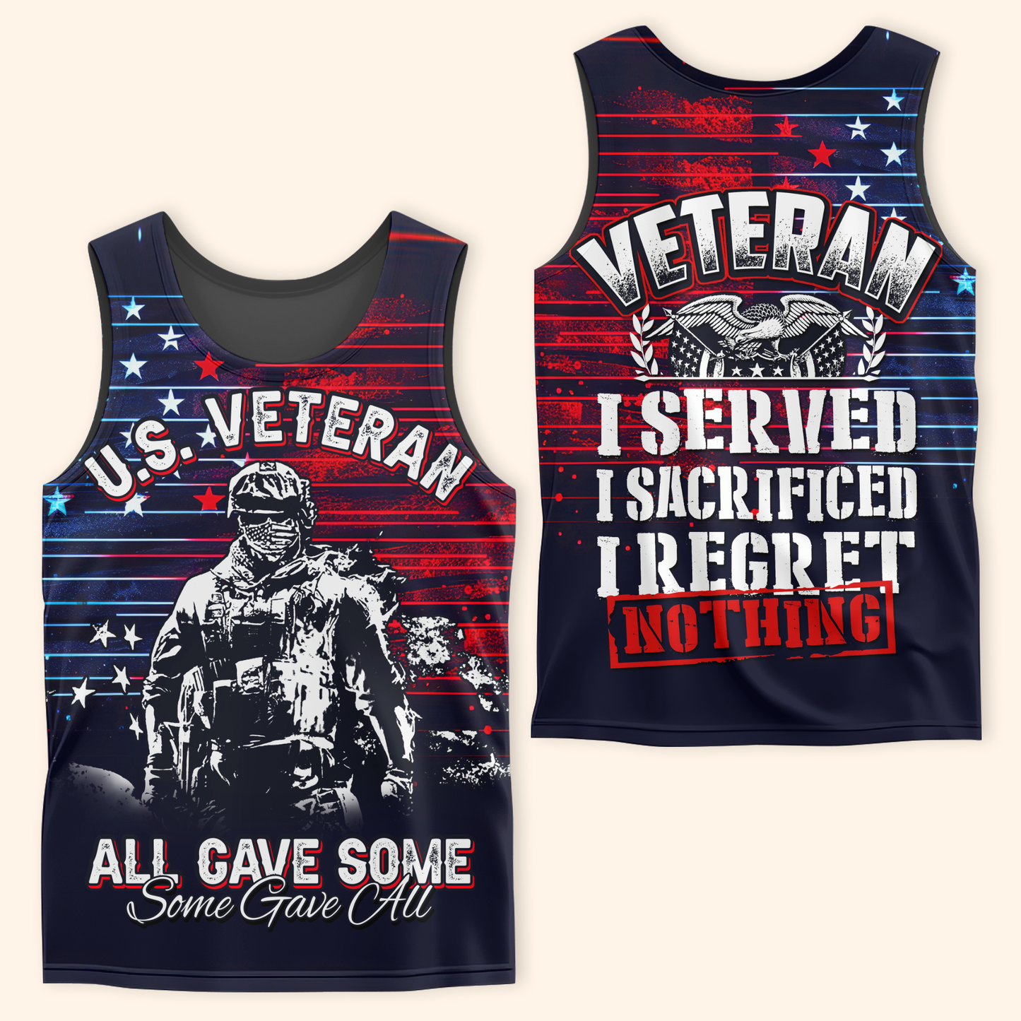 U.S. Veteran Hoodie – I Served I Sacrificed I Regret Nothing Zip Up