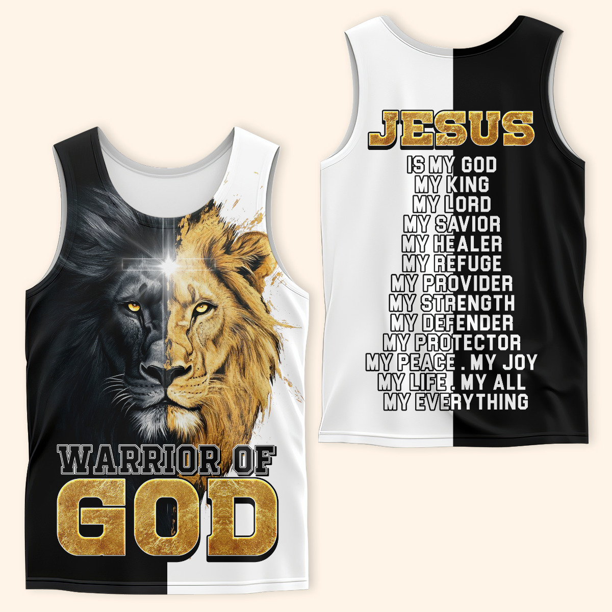 Christian Faith Hoodie – Warrior of God Zip Up Sweatshirt with Lion of Judah and Cross Design