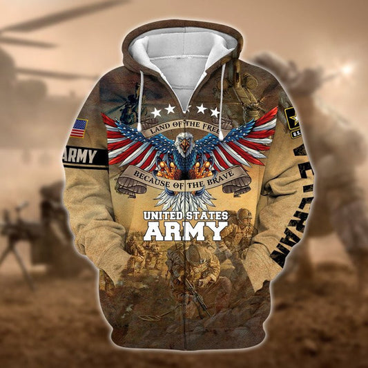 Premium Unique US Army Veteran Zip Hoodie , Gifts for veterans
