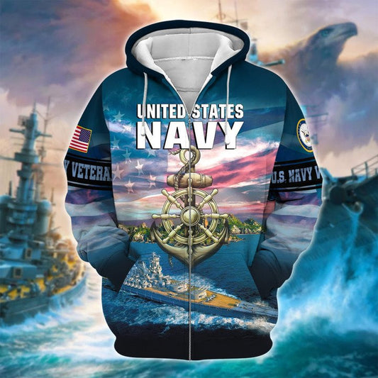 Premium Multiple US Navy Veteran Zip Hoodie , Gifts for veterans
