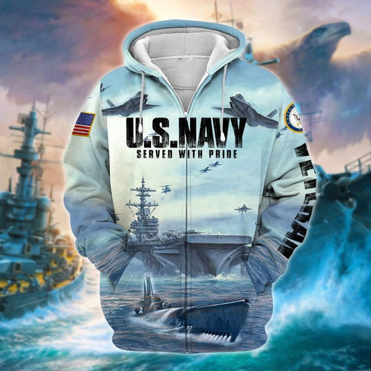 Premium Unique US Navy Veteran Zip Hoodie , Gifts for veterans