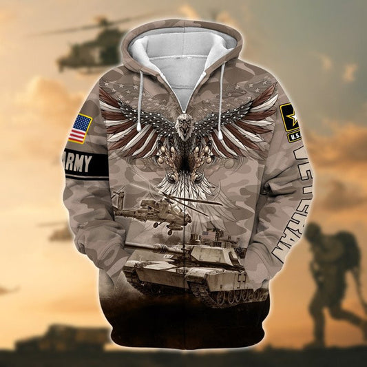 Premium Unique US Army Veteran Zip Hoodie , Gifts for veterans