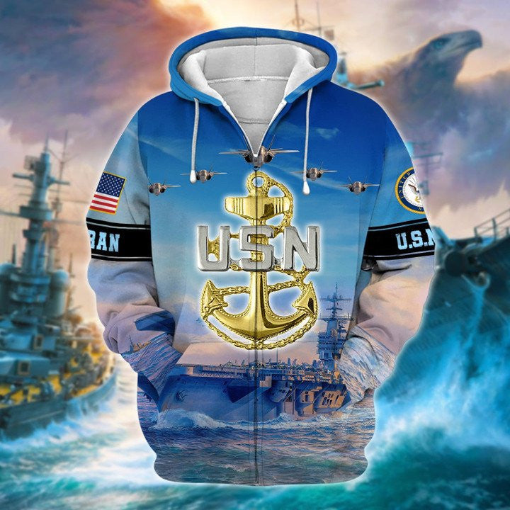 Premium Multiple US Navy Veteran Zip Hoodie , Gifts for veterans
