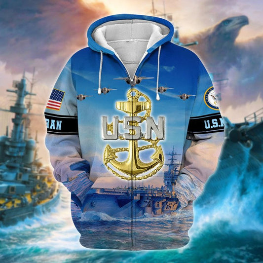 Premium Multiple US Navy Veteran Zip Hoodie , Gifts for veterans