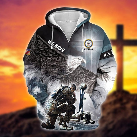Premium Unique US Navy Veteran Zip Hoodie , Gifts for veterans