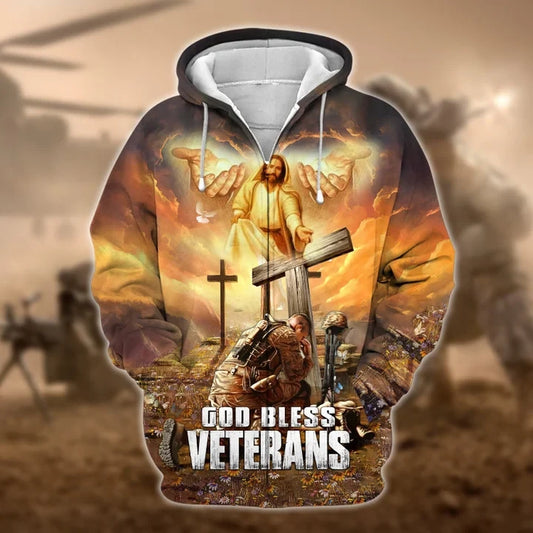 Premium Unique US Veteran Zip Hoodie , Gifts for veterans