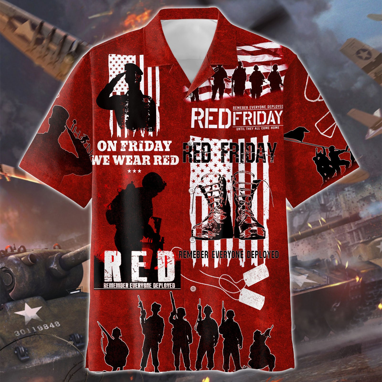 On Friday We Wear Red - Unisex Hawaiian Shirt - Short , Gifts for veterans